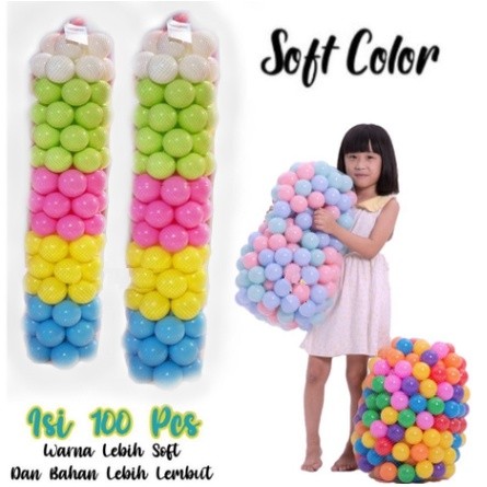 Mandi Bola Warna PASTEL isi 100 pcs SNI - mandi bola warna - mandi bola pastel - Lebih Soft Berkuali
