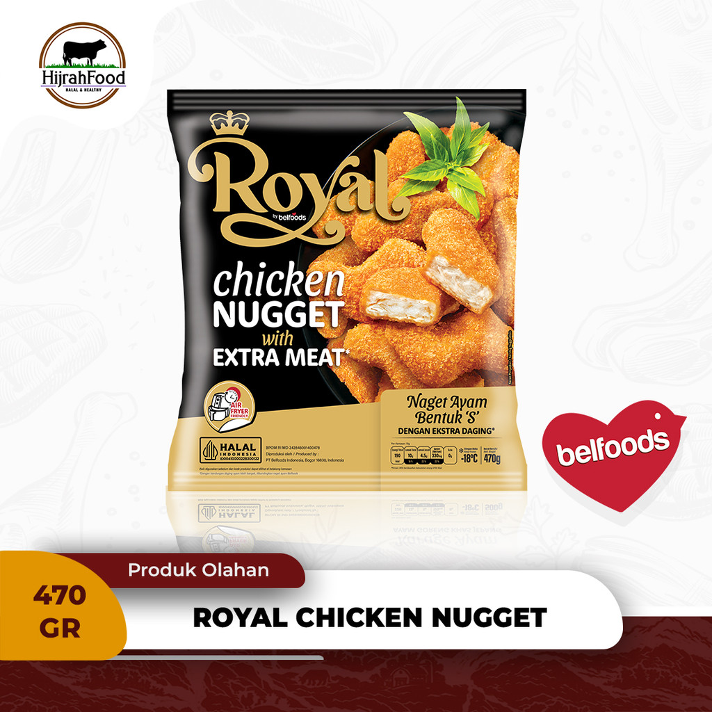 

Belfoods Royal Chicken Nugget Extra Meat | Naget Ayam Premium Bentuk S - 470 gr