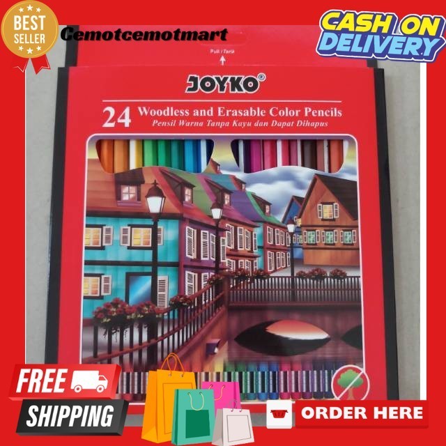 

[Cmt] Pensil warna joyko panjang Bisa di hapus 24 warna (Ada Penghapus di atasnya)