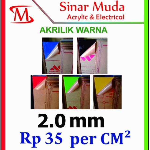 Akrilik Lembaran 2mm Warna Merah Kuning Hijau Biru Hitam Ukuran Custom Mika Kaca Acrylic Murah