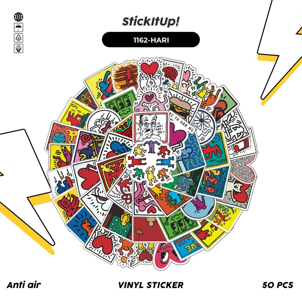 

COD✨ 100 Pcs Stiker Pack Keith Haring V2 Lucu Aesthetic Vynil Waterproof untuk Freebies Sticker Buku Journal Casing HP Laptop