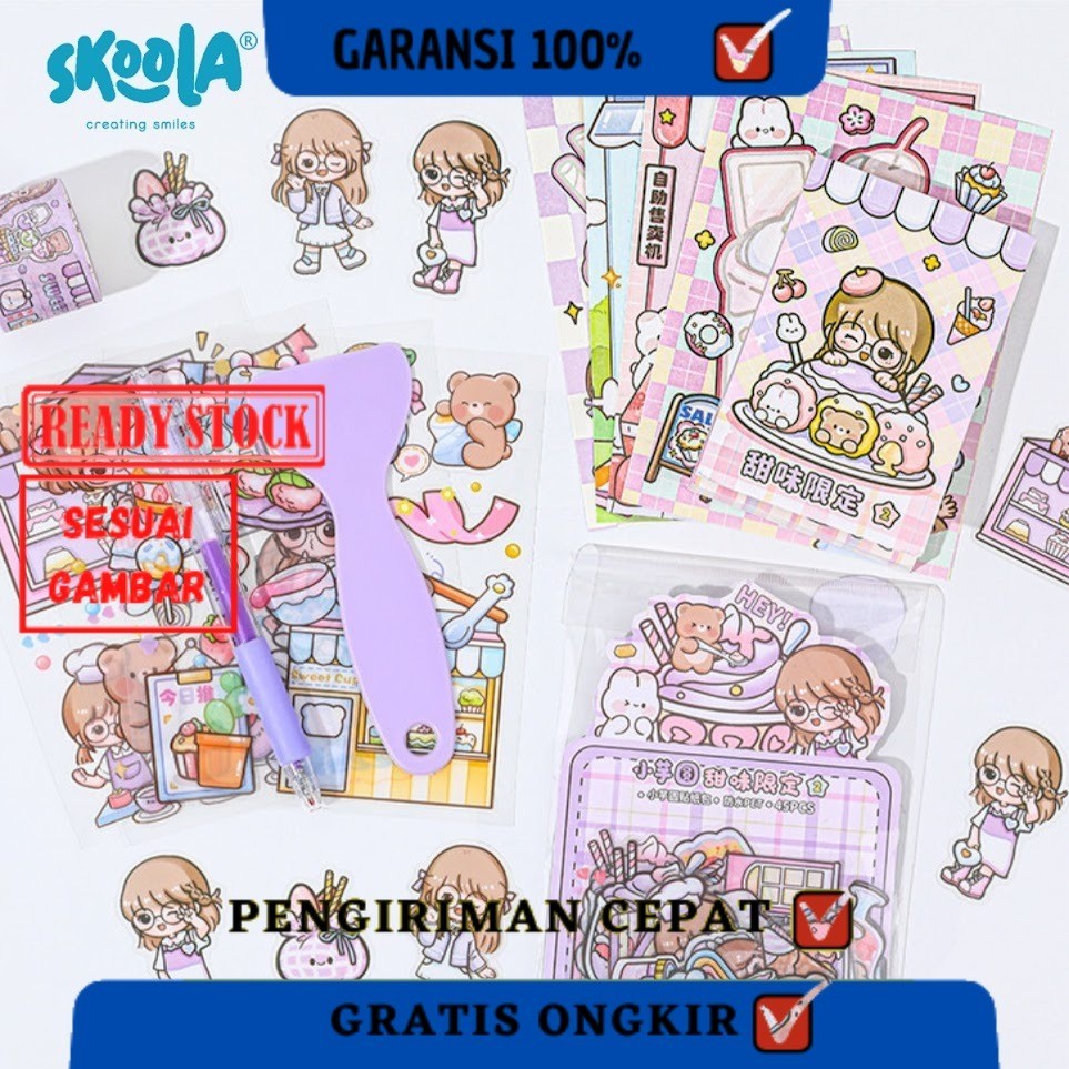 

Skoola Stationery Sticker Set Notebook Tape Scrap Stiker Anak Perempuan Kado Christmas Hampers - AmeTERLARIS