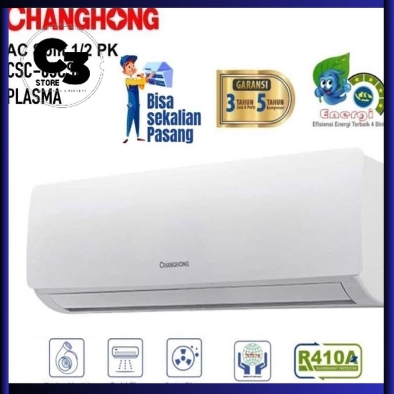 CHANGHONG AC 1/2 PK PLASMA CSC-05CSD GOLD FIN GARANSI RESMI CHANGHONG