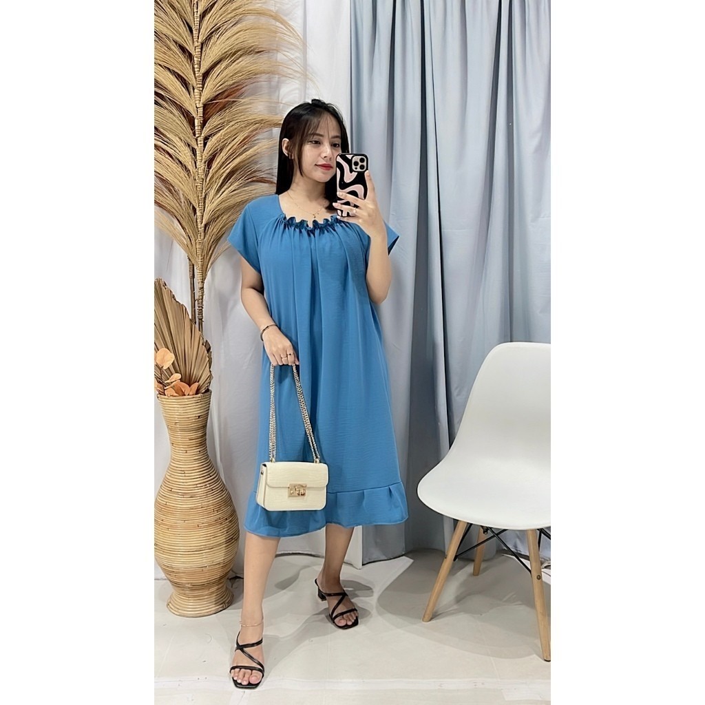 KOHZEN - ZFS DRESS CRINCLE SIMPLE LENA / DASTER FUJI / Daster Kerut Dada Jumbo / Dress Korean Style 