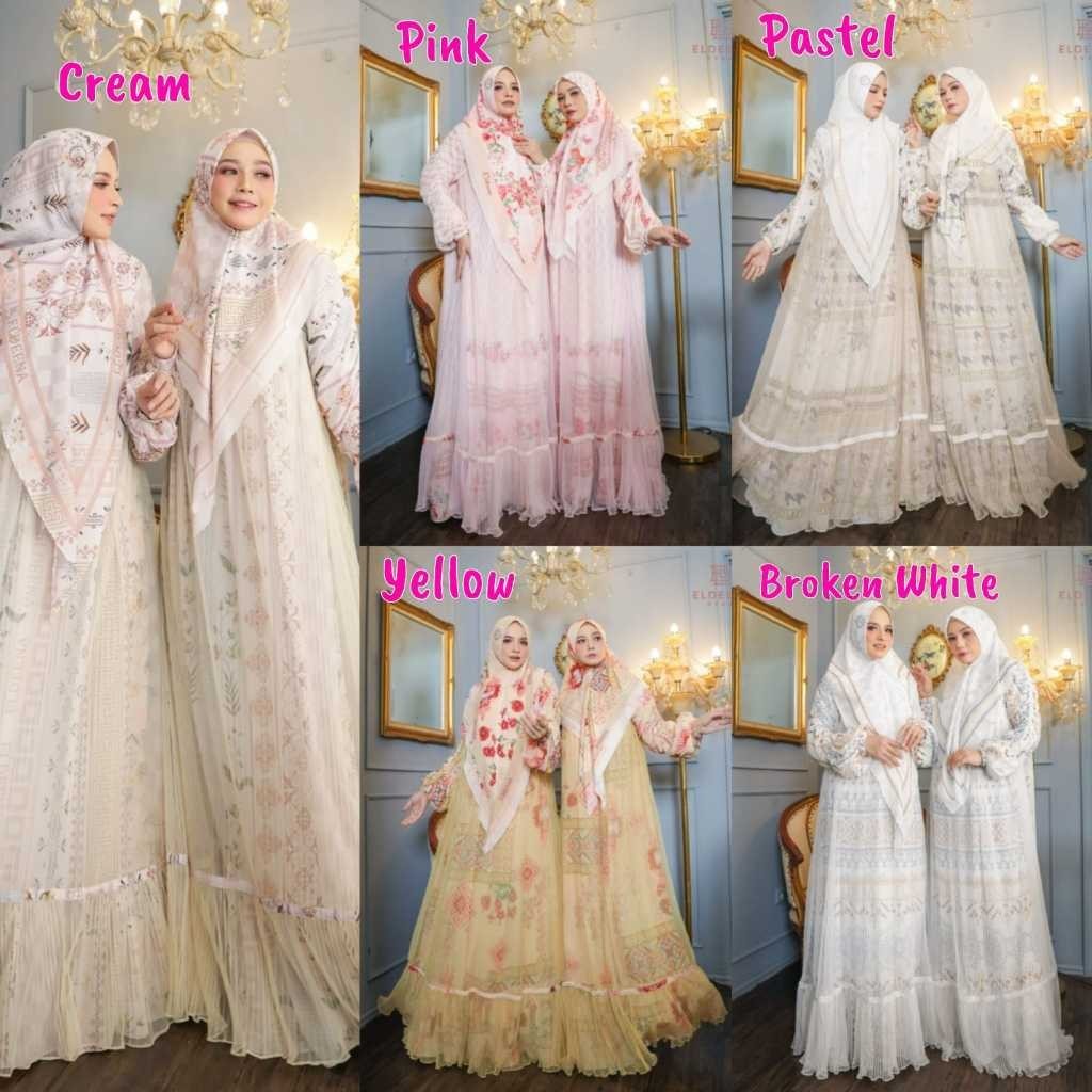 READY ORIGINAL Gamis Syari ZALEENA Set Syar'i by ELDEENA SYARI -  El deena LEBARAN REALPIC ORI Terba