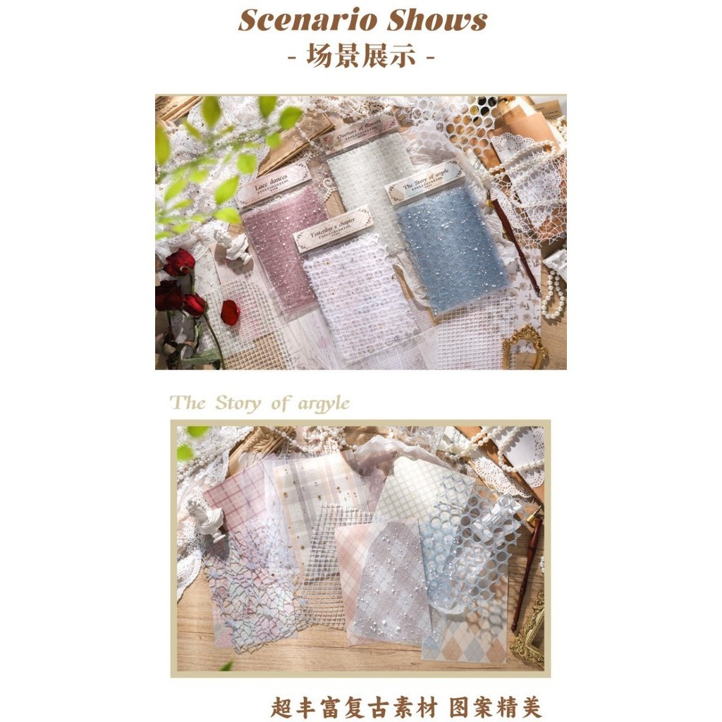 

15 Pcs/ Pack Scrapbook Journal KIT Set Kain Fabric + Scrapbook Paper Set Paket Journaling