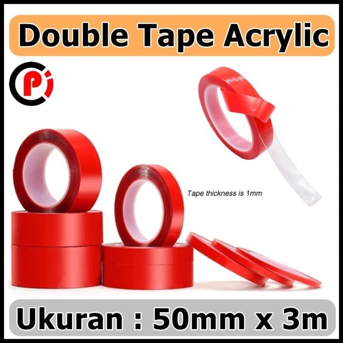 

Perekat Double Tape Acrylic Adhesive Transparent Sticker 50mm x 3M
