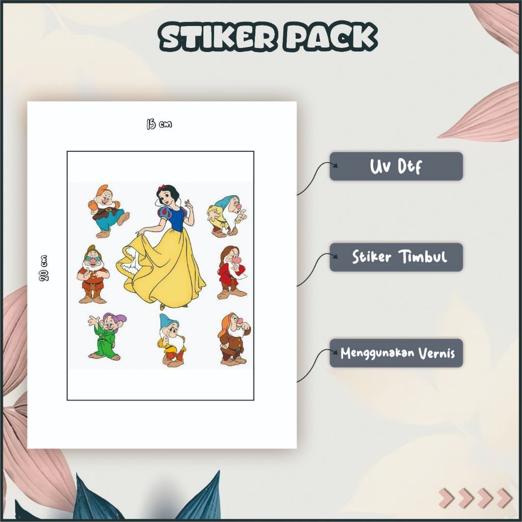 

Sticker Timbul UV DTF Tempel Laptop Hape Helm Kulkas Koper Cermin Disney Princess Kuning Pink P52