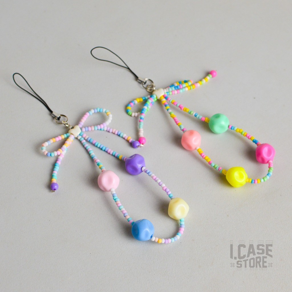 I.Case_Store Beads Strap Gantungan Handphone Pita Batu Warna Warni (PS)