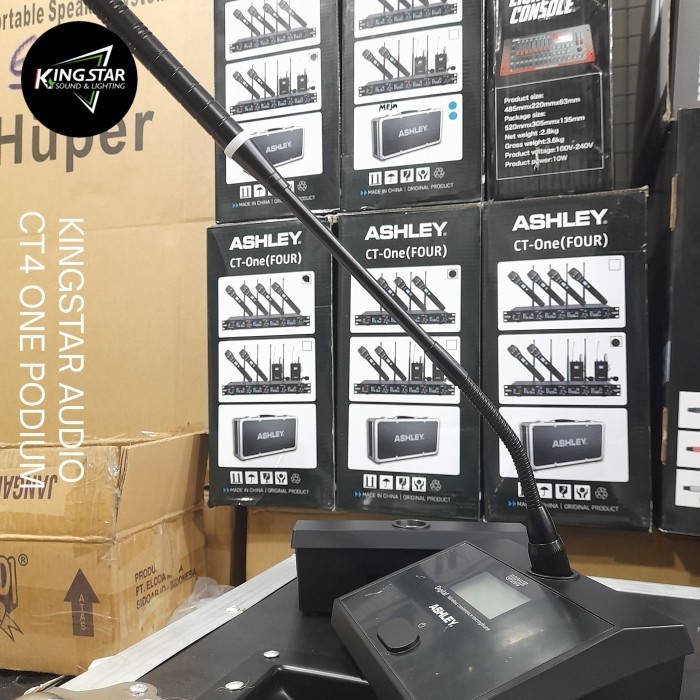 Mic Wireless Podium Ashley CT4 One Ori Microphone Meja Conference Hardcase CT 4 Anti Feedback 4CH