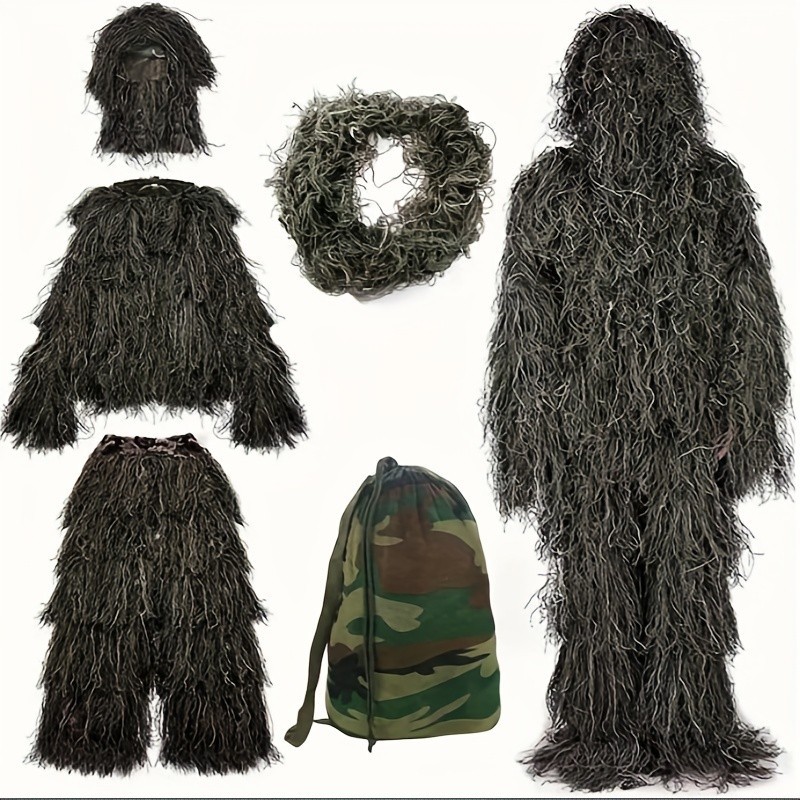 5Pcs Adult Ghillie Suit Hunter Camouflage Clothing gillie suit Hunting Suit Birding Clothes