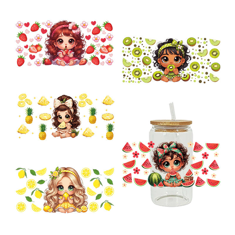 

3D UV DTF Transfers Stickers 16oz Cup Wraps Fruit Cartoon Kid Printed For DIY Glass Ceramic Metal Leather Etc. D12865