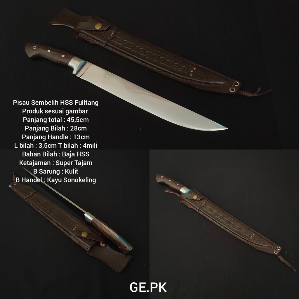 Pisau Sembelih Baja HSS Original Sarung Kulit