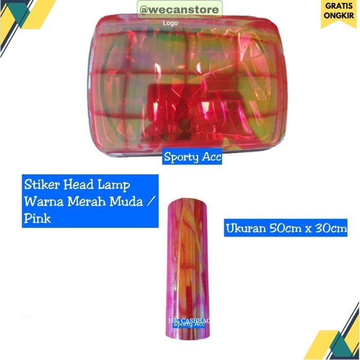 

Sticker Head Lamp Warna Merah Muda / Pink