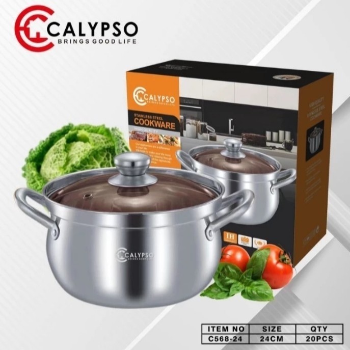 Panci Steamer Multifungsi Stainless Calypso Tutup Kaca - Panci 24cm