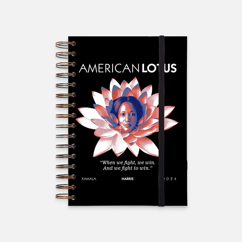 

Hard Cover Notebook KAMALA HARRIS AMERICAN LOTUS VOTE 2024