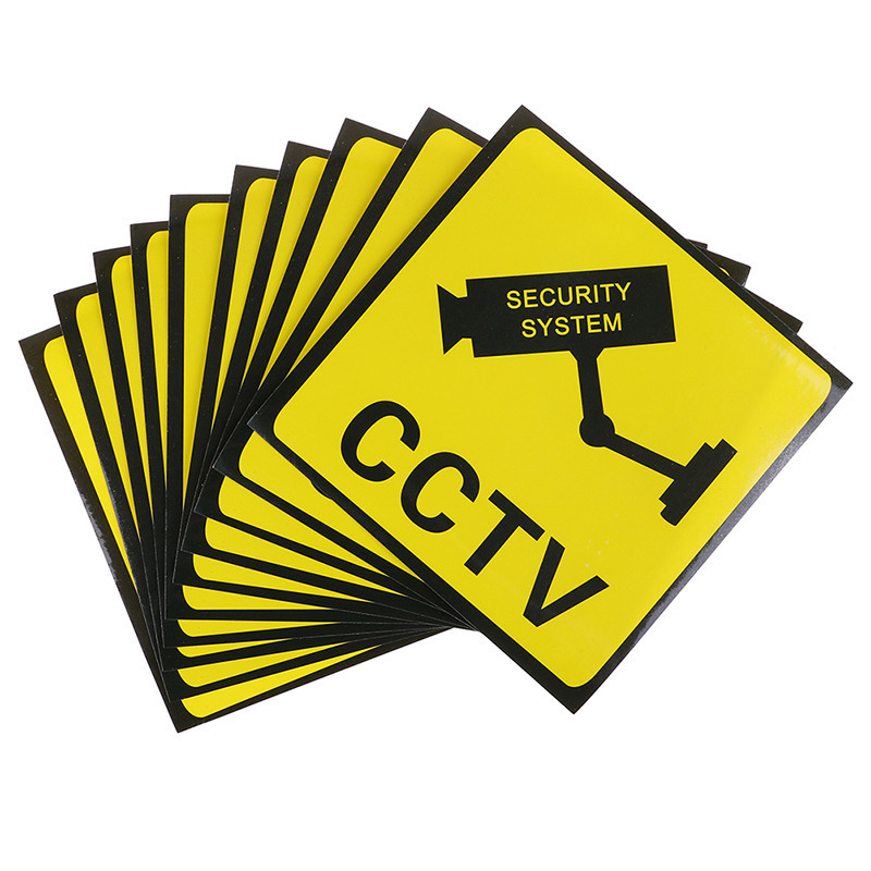 

10pcs 11x11cm Warning Sticker Monitoring Warning Sign Security Warning Labels Video Camera Alarm Sticker Mark