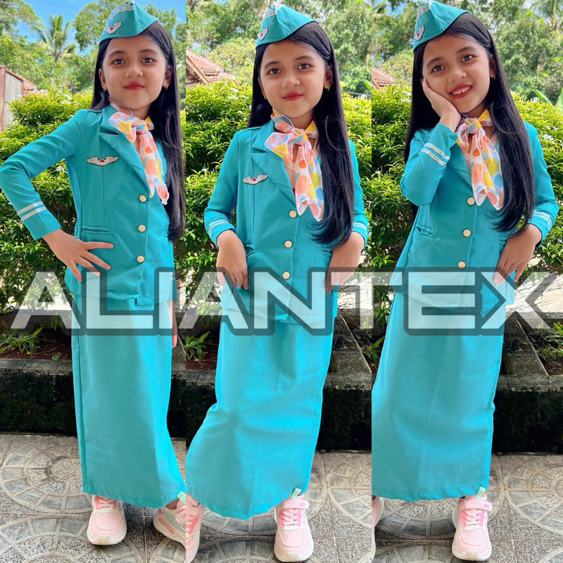 AF51PA BAJU PRAMUGARI HIJAB ROK(TOSCA)/BAJU KARNAVAL/BAJU PROFESI ANAK/BAJU TK/KOSTUM/SERAGAM TK/BAJ