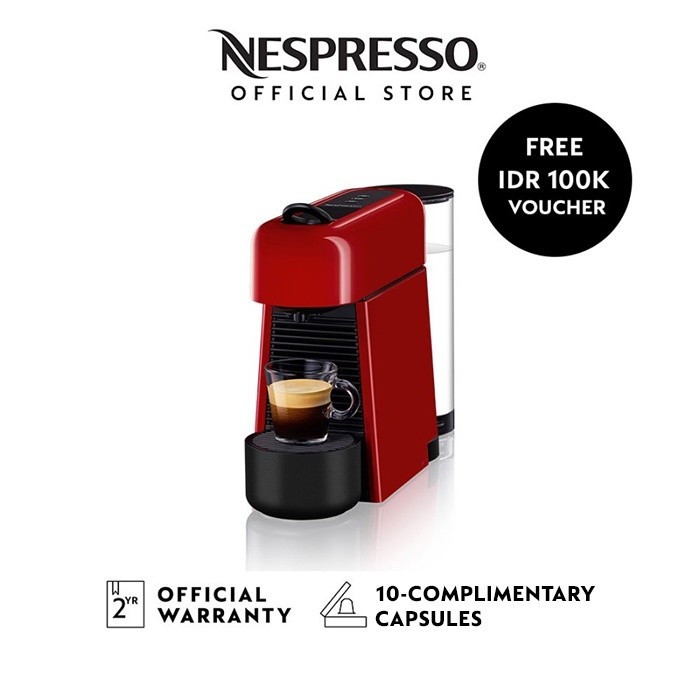 NESPRESSO Essenza Plus Coffee Machine, Red (Mesin Kopi)