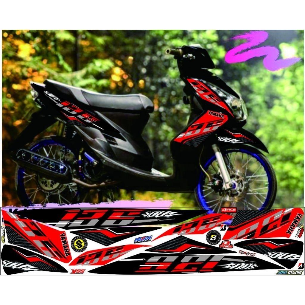 Jual Sticker Striping Variasi  Mio Soul Karbu Lama 2007- 2010 variasi simple terbaru