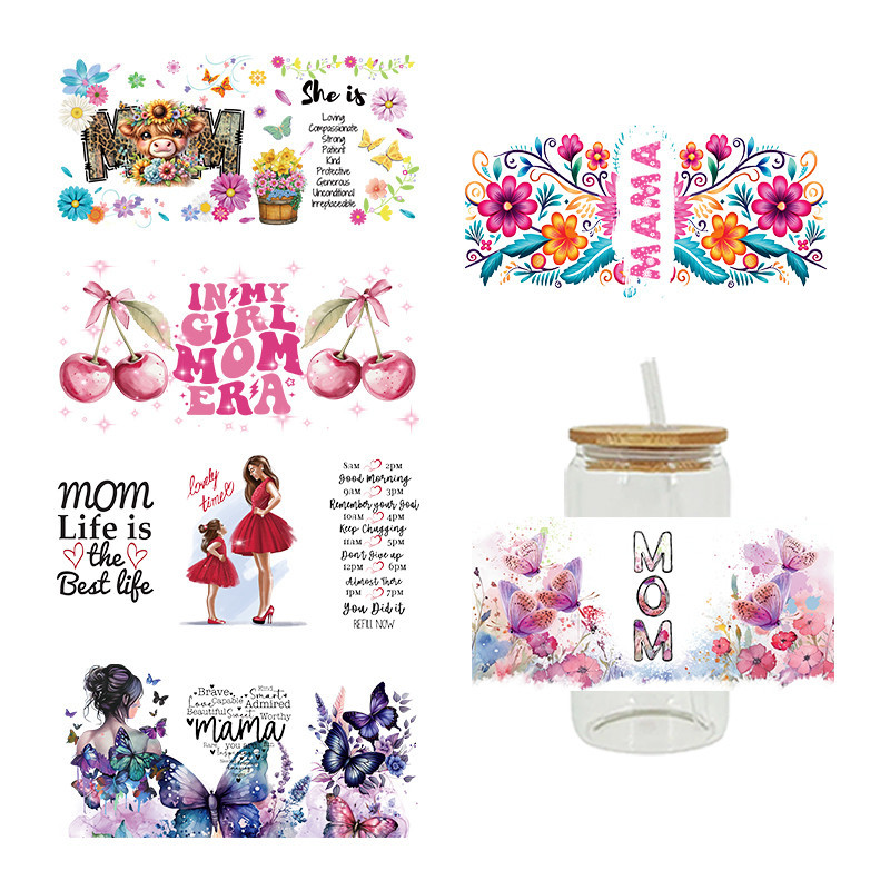 

MAMA Themed UV DTF Transfer Sticker For The 16oz Libbey Glasses Wraps Cup Can DIY Waterproof D166569
