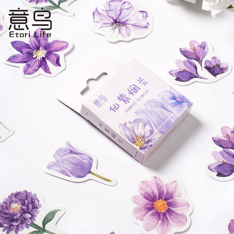 

Journamm.id Yiniao Stiker Kotak Peri Ungu Asap Anggrek Tanaman Segar Bunga Buku Panduan Dekorasi DIY Bahan Stiker 46 Buah
