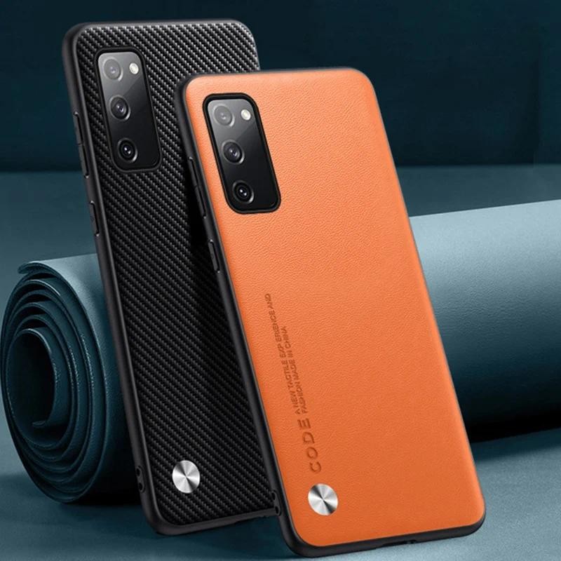 Untuk Samsung Galaxy S20 FE S20 Plus kasus Serat Karbon Kulit Perlindungan Silikon Penutup belakang 