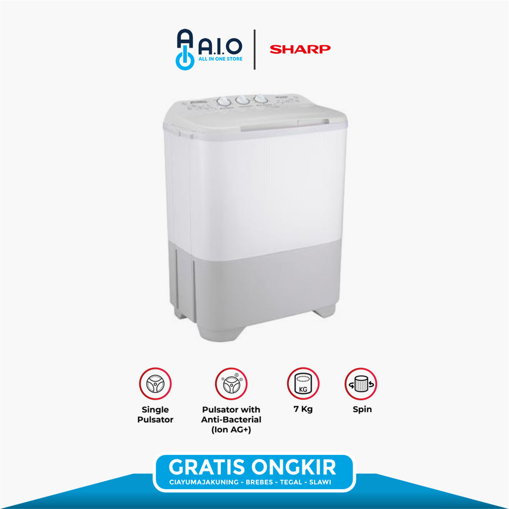 SHARP - MESIN CUCI 2 TABUNG 8 KG - ES T80MW HK