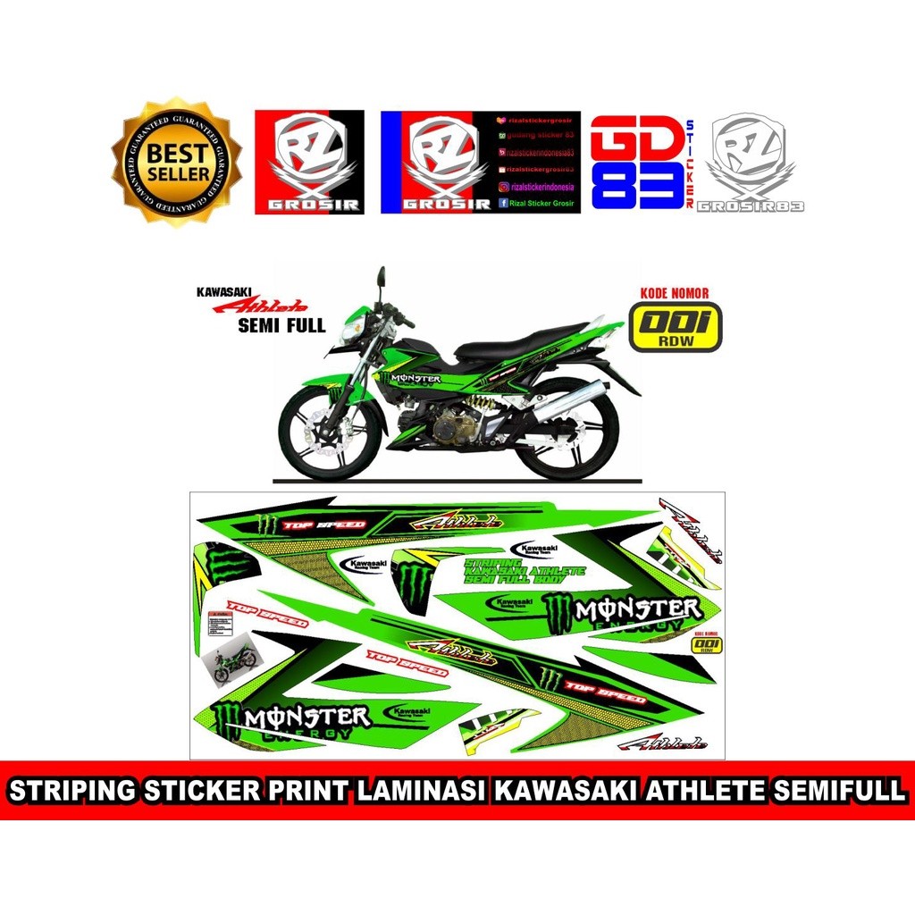 Striping sticker decal striping kawasaki Athlete semifullbody variasi grafis