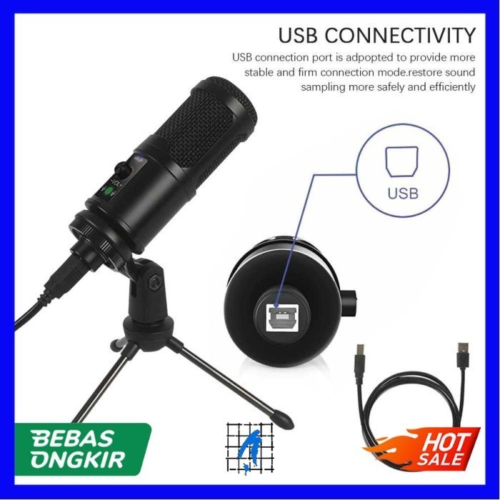 Microphone Condenser USB DJ Live Recording with Stand