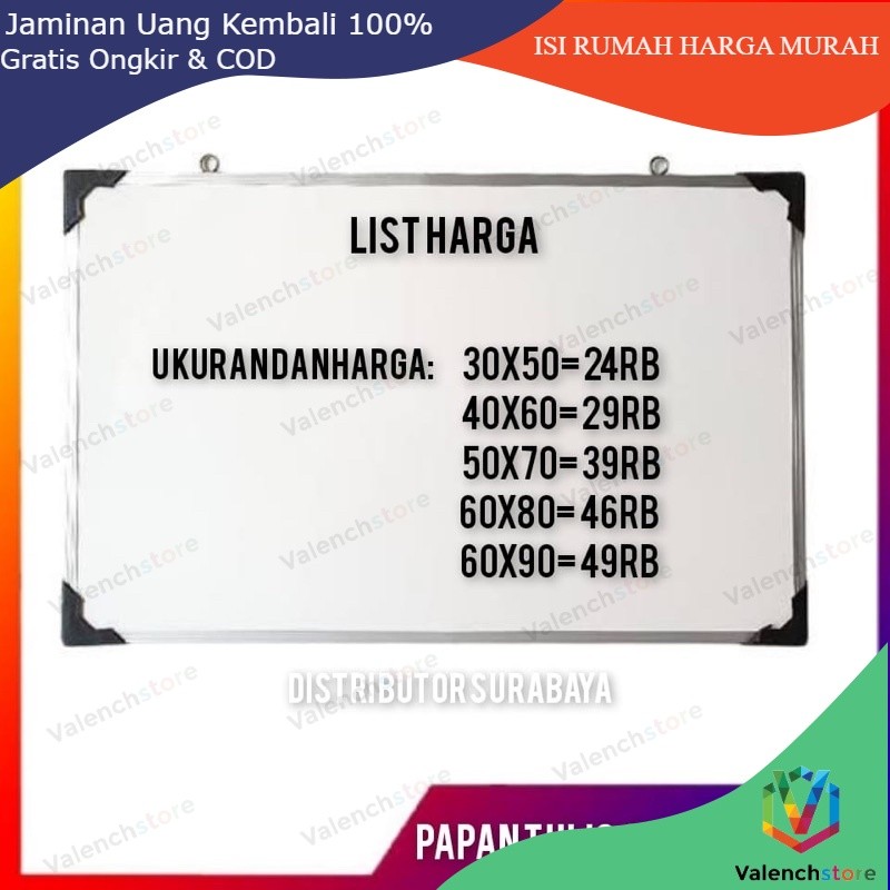 

Papan Tulis 50X70cm 2in1(bisa di pakai) Spidol dan Kapur Whiteboard / Blackboard Ukuran 50X70