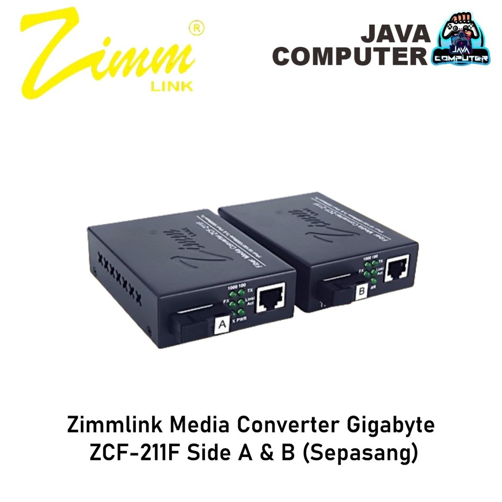 Zimmlink Media Converter Gigabyte ZCF-211F Side A & B (Sepasang)