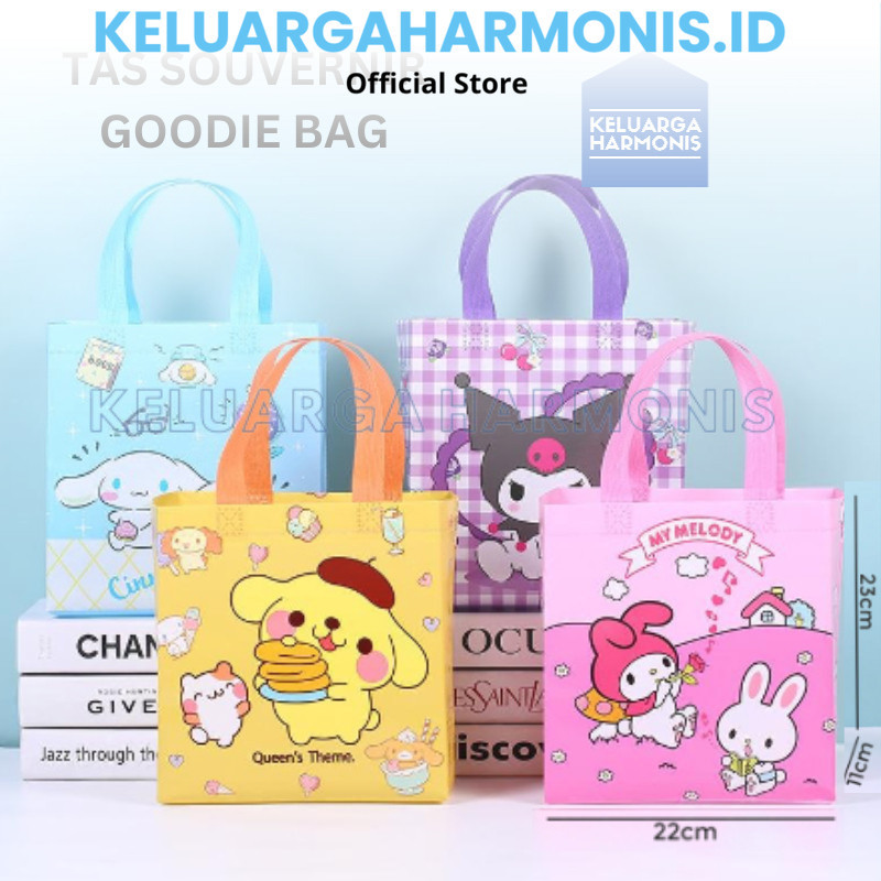 

KH Tas Souvernir Ulang Tahun Anak Kado Ultah Snack Goodie Bag Karakter Tote Bag Tenteng Lucu Sanrio Melody Cinnamoroll Kuromi Pompompurin