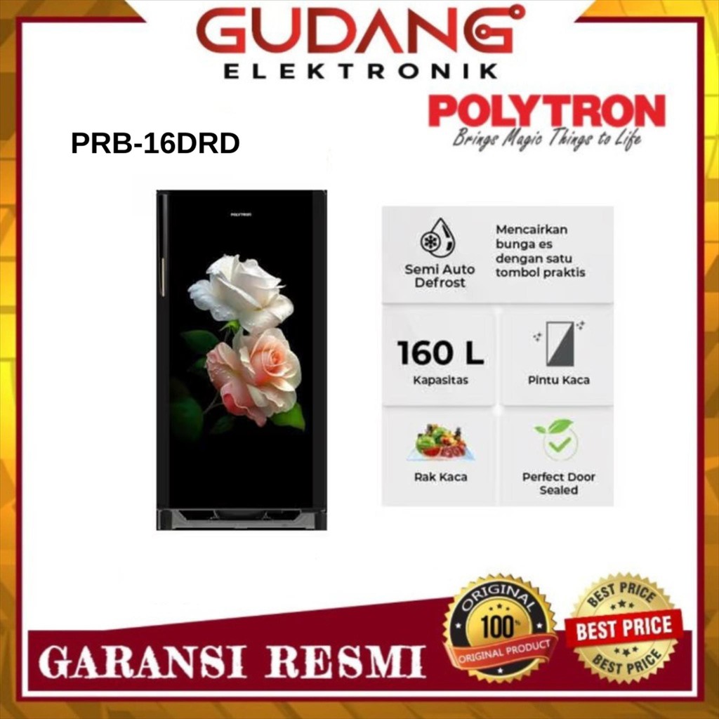 LEMARI ES POLYTRON PRA-16DRD KULKAS 1 PINTU 160L POLYTRON PRA 16DRD