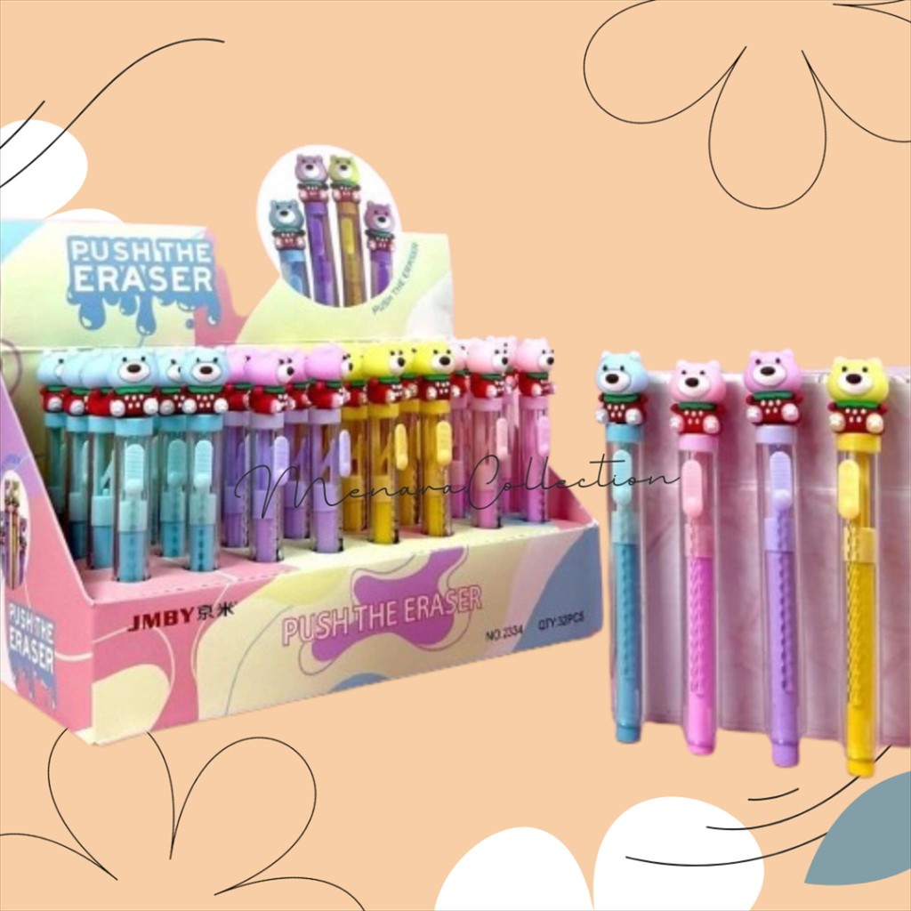 

Eraser Penghapus Sliding Mekanik Dorong Karaktek Beruang Kelinci Ala Korea