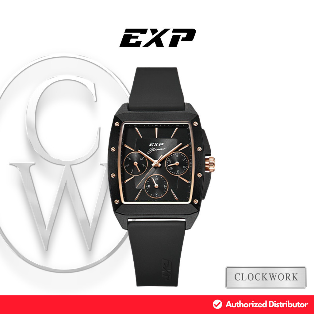 Jam Tangan Wanita Expedition EXP Multifungsi E 6636 BFRRGBAAL Karet Sporty Hitam Rosegold