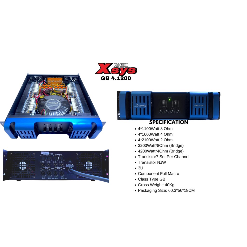 POWER AMPLIFIER XSYS GB 4.1200 POWER X-SYS GB4.1200 4 CHANNEL