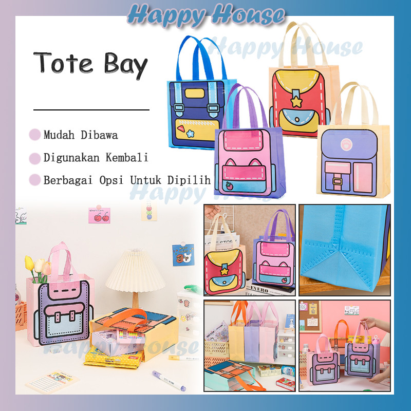 

Tas Hampers Non Woven Anti Air Tema Tas Sekolah Tote Bag / Hand Bag Ulang Tahun