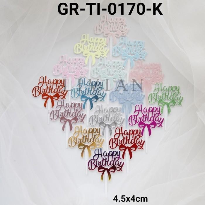 

lv GR-TI-0170-K Cake topper cupcake tulisan plastik mini happy birthday - TI-0170-KI-2