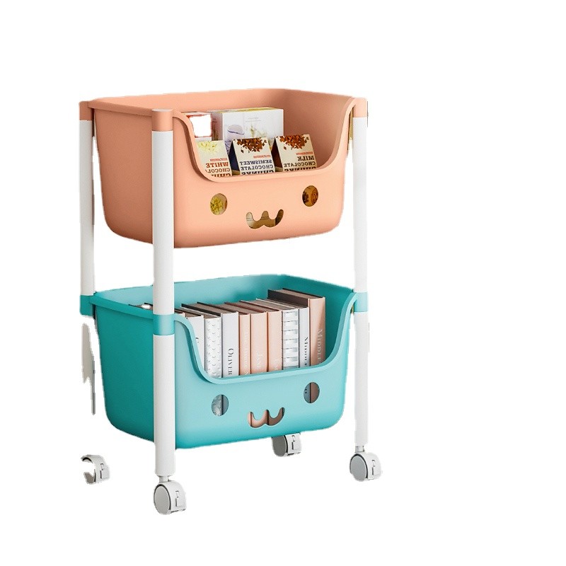 

Trolley Rack Children's Toy Storage Rack Household Bookshelf Picture Book Rack Movable Multi-Layer Organization Rack
