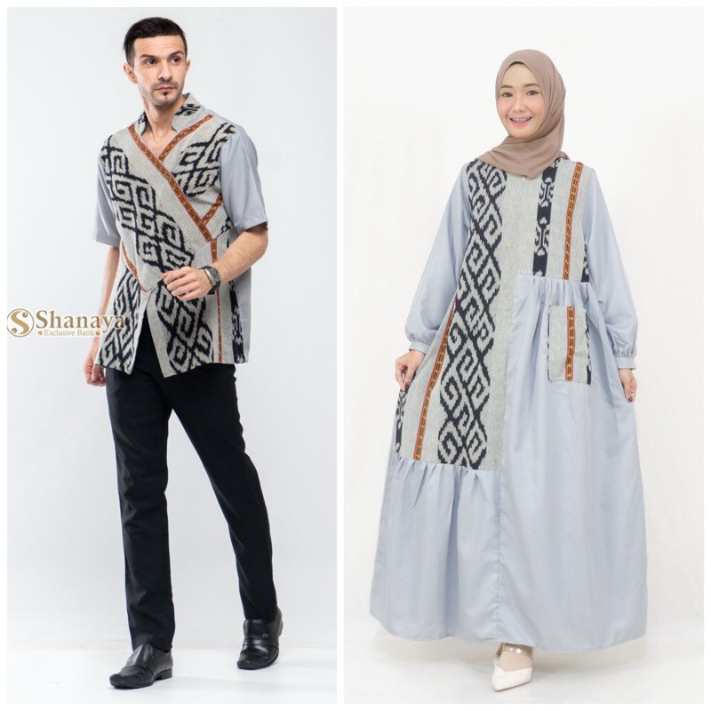 Zendaya Batik Wanita Gamis Toyobo Kombinasi bisa Couple Tenun Ramadhan series Gamis Lebaran Warna Si