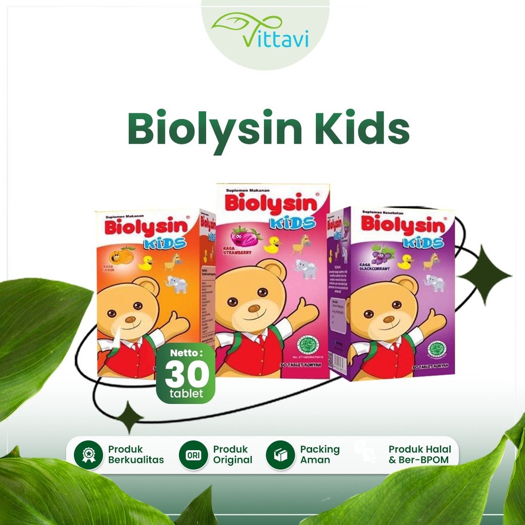☘️Wellyna☘️ Biolysin Kids Tablet Hisap Box isi 30 pc /  Biolisin Permen  Tablet Kunyah Vitamin & Sup