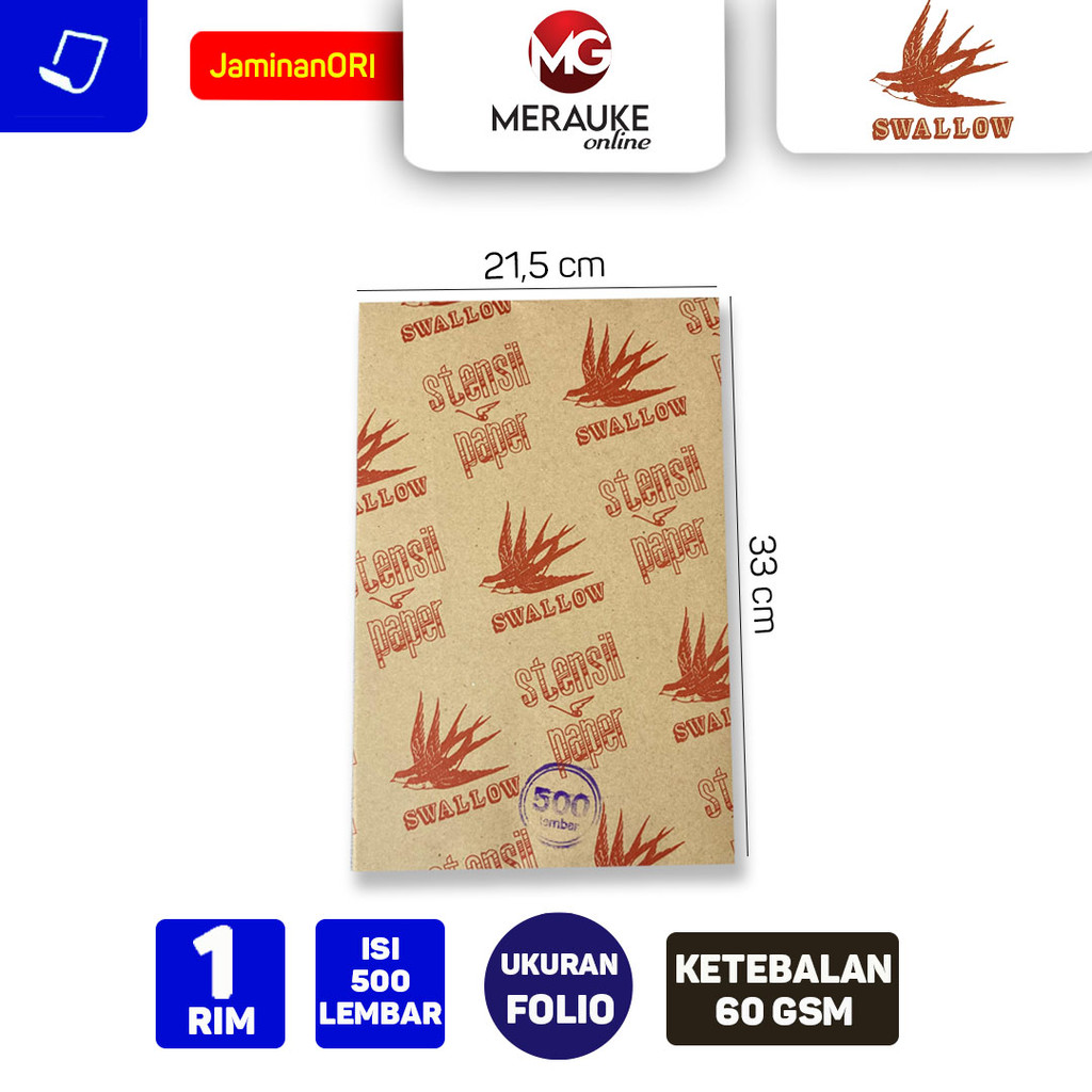 

Kertas Stensil / Kertas Buram Swallow (Folio isi 500 Lembar)