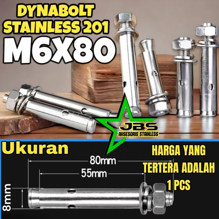 SA99 DYNABOLT/ANCHOR BOLT M6×80 STAINLESS 201
