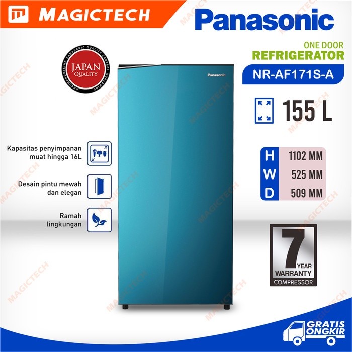 KULKAS 1 PINTU PANASONIC NR-AF171S-A 155L - BIRU (NR-AF171S)