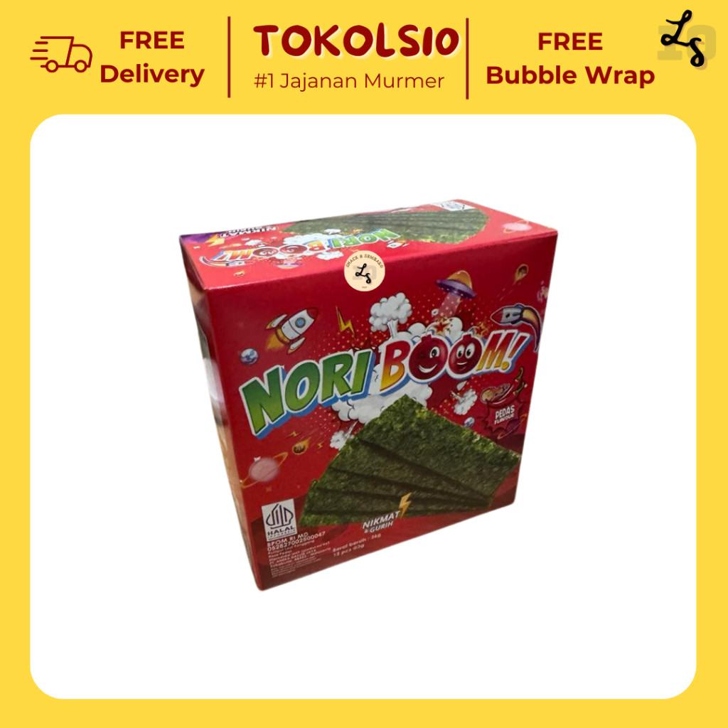 

Nori Boom Rasa Original/Keju/Pedas/BBQ/Ayam Goreng 1 Pack Isi 12 pcs @3gr