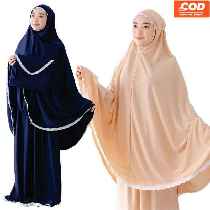Mukenah Jumbo Polos Renda Hyget  Mukenah Traveling Jumbo