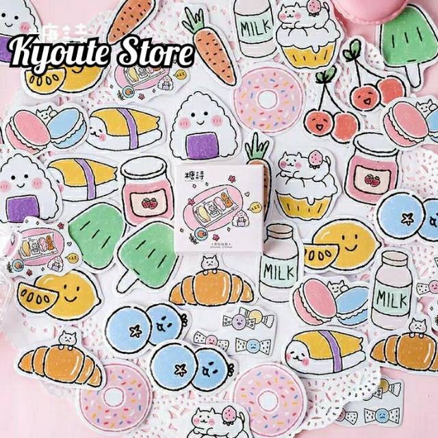 

Sticker Dekorasi 45 pcs Cute Food Pink Soft Scrapbook DIY Bujo Planner Diary Journal Catatan