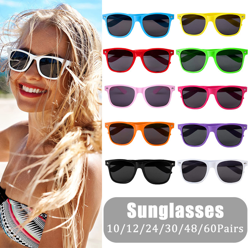 

12-60Pairs Neon Colors Fun Party Sunglasses Glasses Bulk for Woman Men Kids Wedding Bachelorette Hen Party Favors for Guests