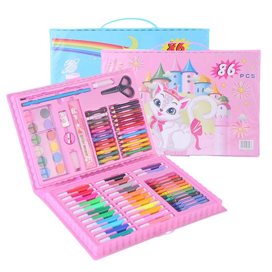 

10,10 Krayon Crayon Set Anak Anak Isi 86 Pcs Alat Menggambar Mewarnai Viral 10,10